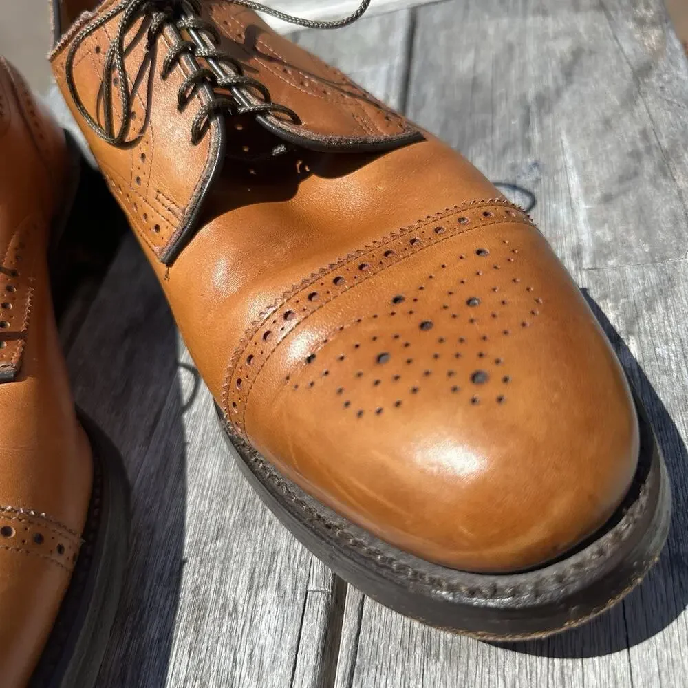 Allen Edmonds Lexington Oxford Brogue Cap-Toe Men Shoes Walnut Brown 12.5 B